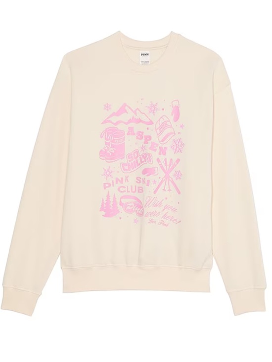 PINK Victoria's Secret Tops - PINK Victoria’s Secret Aspen Ski Club Graphic Crewneck M